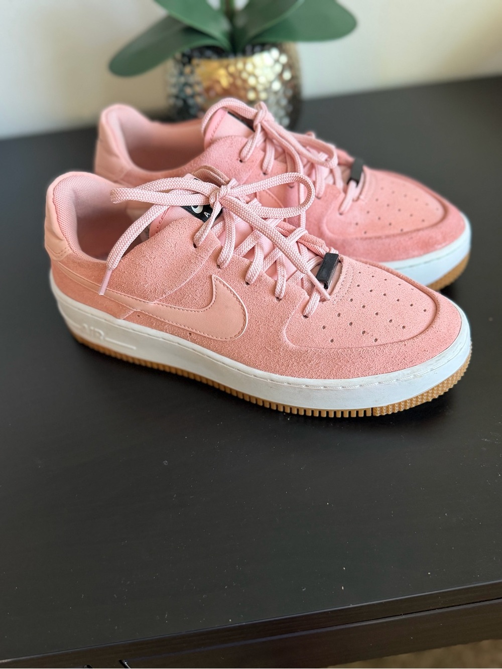 Nike Air Force 1 Sage Low — Coral Pink Platform Sneaker - Picture 3 of 7